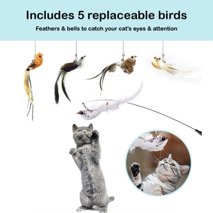 Hands-Free Interactive Bird Simulation Cat Wand Toy