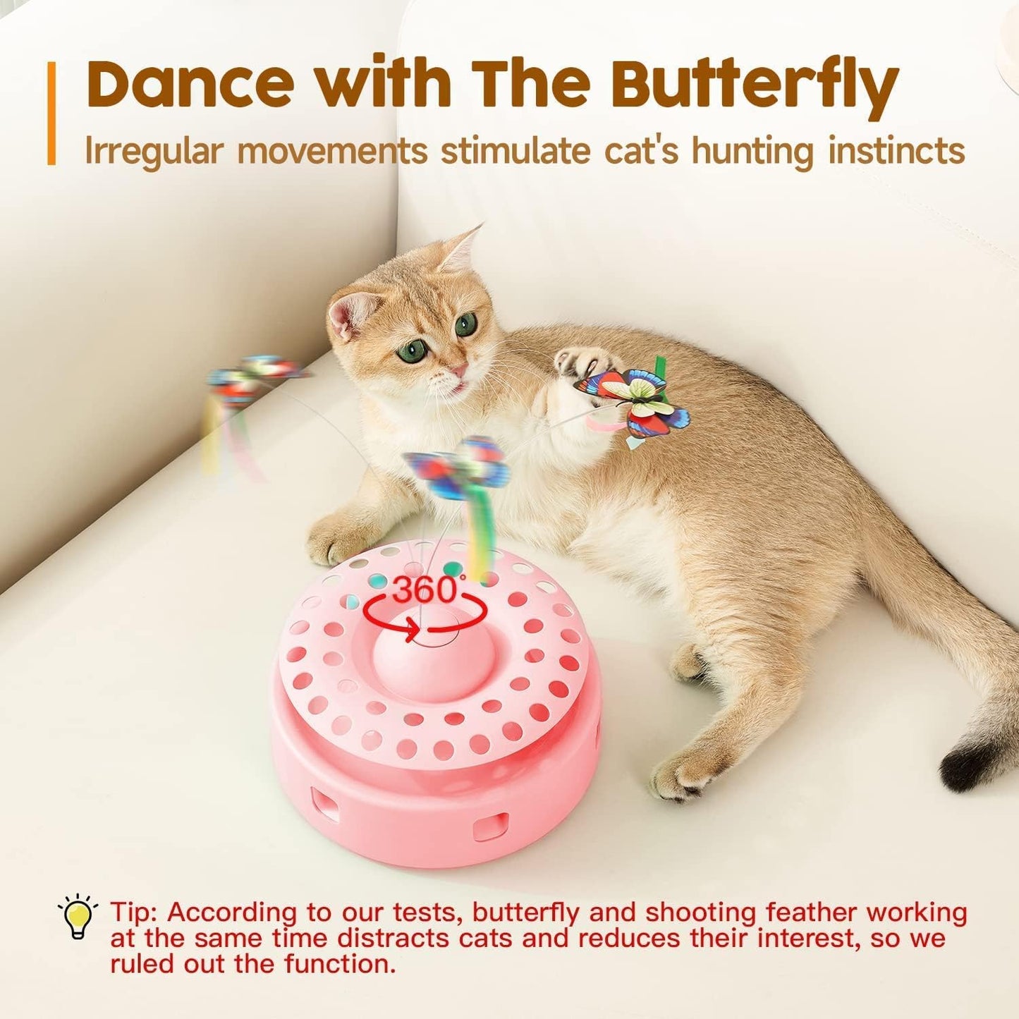 3-in-1 Interactive Cat Toy – Fluttering Butterfly, Moving Feather, & Catnip Ball Track for Indoor Fun