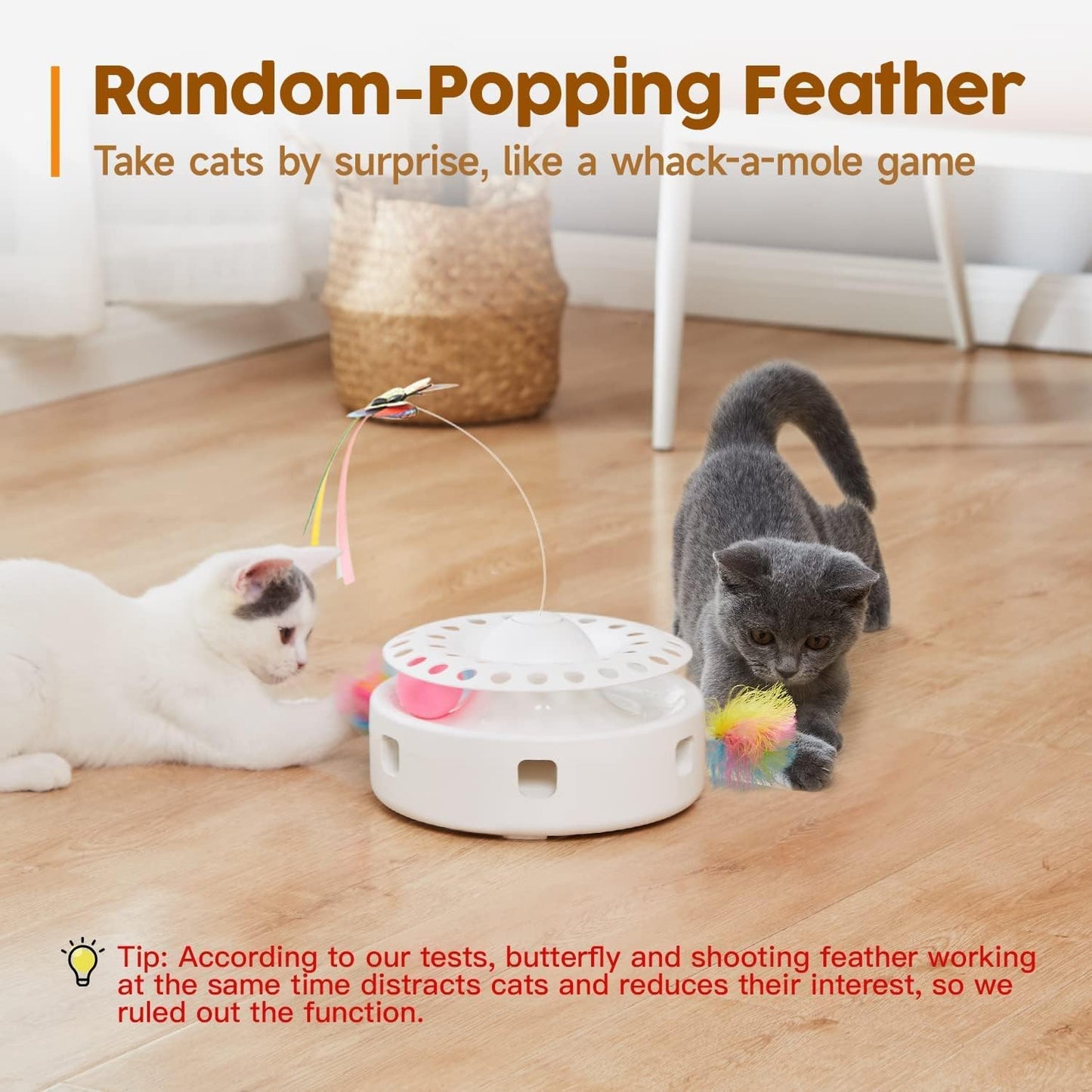 3-in-1 Interactive Cat Toy – Fluttering Butterfly, Moving Feather, & Catnip Ball Track for Indoor Fun